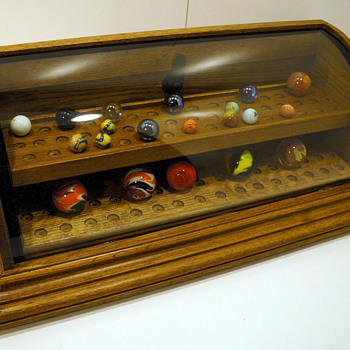 Wood Showcase With Curved Glass Front - Advertising