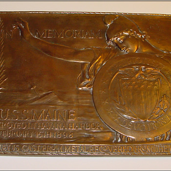 Bronze plaque made from salvage parts of The USS Maine