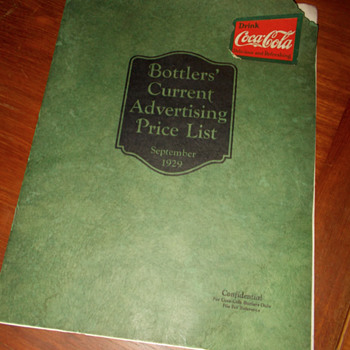 1929 Coca-Cola Bottlers Advertising Price Guide