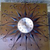 Mid Century Metal Sunburst Clock by Elgin