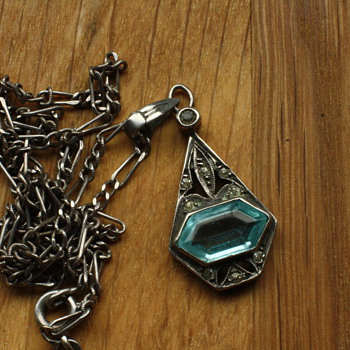Art Deco silver and blue stone pendant
