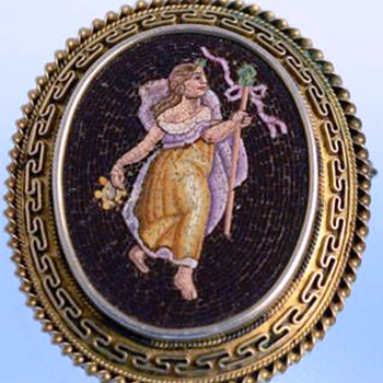 Rare very old Micro Mosaic brooch/pendant depicting female bacchant. 