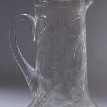 Art Noveau Intaglio Cut Jug - Art Glass