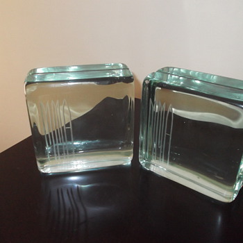 Glass block bookends