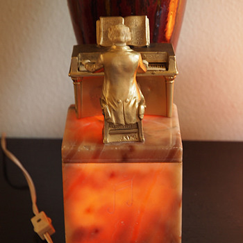 J B Hirsch Alabaster Beethoven Radio Lamp, J. Ruhl designer, 1932 - Art Deco