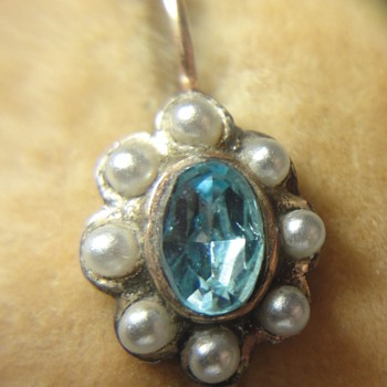 Victorian Vermeil Aquamarine Seed Pearl earrings