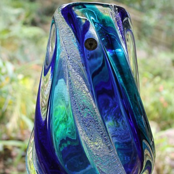 Blue Vase by Iwata Toshi Japan - Art Glass