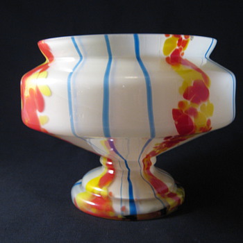 Czech Art Deco Uranium Glass Compote Kralik 1930's  - Art Glass