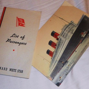 QUEEN MARY PASSENGER LIST & POST CARD
