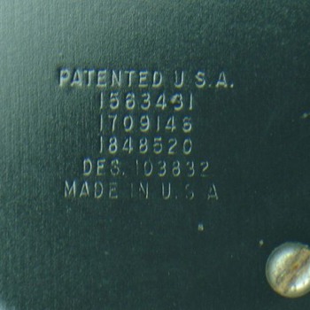 Early 1940 Westclox Spur Case patent numbers - Clocks