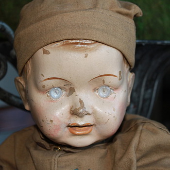 My Antique electric eye compo military doll - Dolls