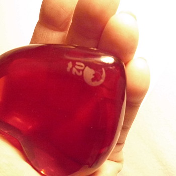 this red glass heart w/3 hallmarks and XXX rated male-HELP me w/info. please?