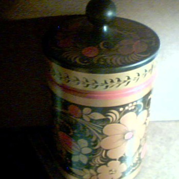 Lacquer Ware Tobacco Canister - Tobacciana