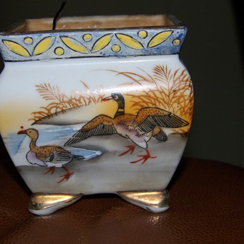 Porcelain handpainted plant holder or Bonsai pot?
