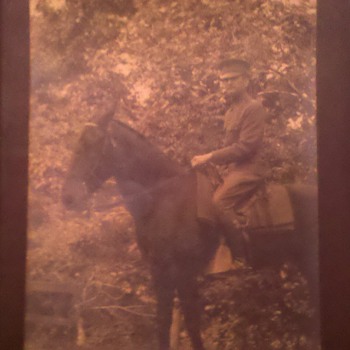 WWI RPPC US Army Officer on horse back, Id'ed as Co. "B" 112 Engineers 37th Division