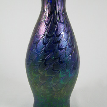 Kralik Cobalt Blue Glass Vase, Fish Scales Decor ca. 1900 - Art Glass