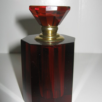 Moser? Brilliant cut Amber glass Perfume - Art Glass