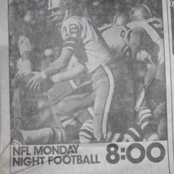 Monday Night Football ads - Minneapolis Tribune 1973, 1974 Pro Football HOF inductees, Chuck Foreman