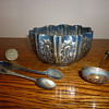 Antique British silver sugar bowl and spoons
