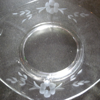 Etched Flowers Design Platter Dish-Depression? - Glassware