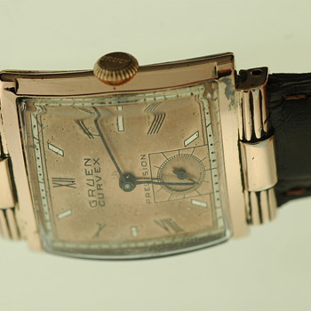 Mens Gruen Curvex Rose Gold Filled Dress Watch