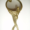 Antique/Vintage Heavy Bronze Gold Handheld Vanity Mirror Nude Woman Sculpture
