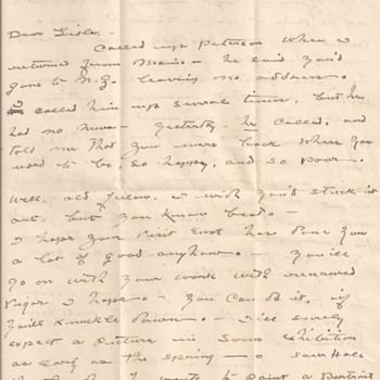 Haydon Jones letter, 1920