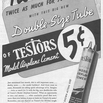 1940 - Testor's Model Airplane Cement Advertisement