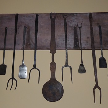 Collection of American Wrought Iron Hearth Tools & Kitchen Implements - 18th & 19th Century