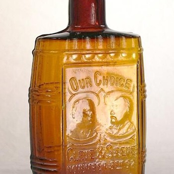"Cleve & Steve" 1/2 pt. political liquor flask - Bottles