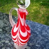 Victorian Art Glass Nailsea Red and White Drape Cruet Early 1900s