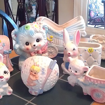Vintage Nursery Baby Planters From Japan - Figurines
