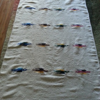 Native American or Mexican Blanket with Birds in Flight - Rugs and Textiles
