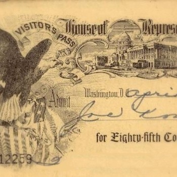 Visitor's pass - U.S.A. - House of Representatives 1957 - Paper
