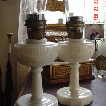 1930's  Alacite Tall Lincoln Drape Aladdin Oil Lamps  - Lamps