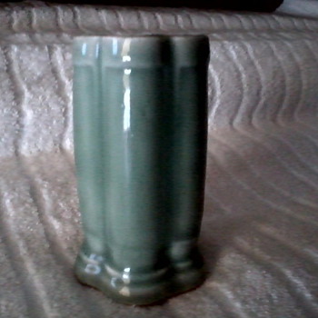 Small Celadon Green Five Sided Column Vase / No mark