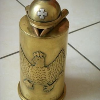 Trench Art Tankard with Spiked Helmet - Folk Art