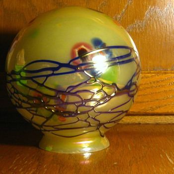 Kralik Millefiori Iris shade W/ Blue threading - Art Glass