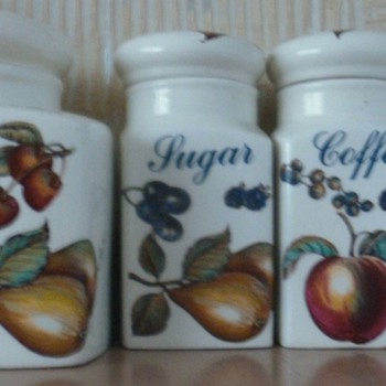 Biscuit, Tea, Coffee and Sugar Jars.
