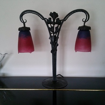 charles schneider art deco lamp 1920 gingko - Art Deco