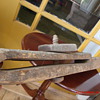 Hand made, primitive farm tong tool with wooden screw and cut nails