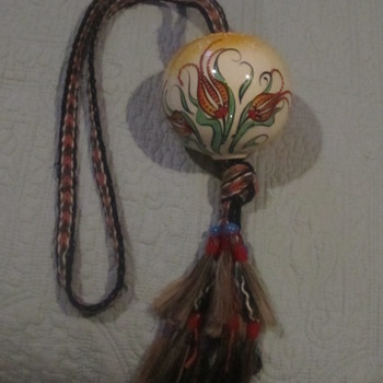 Ephesus Hand Painted Turkish Hanging Floral Ornament. Braided, Beads go through top/bottom. - Art Pottery