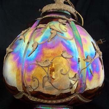 1950s Hollywood Regency Carnival Glass Hanging Lamp - Glassware
