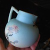 little peacock blue asian pitcher - meiji era sharkskin glaze