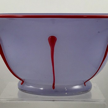 Loetz Ausführung 216 Bowl, opalviolett m. kaiserrot, PN III-2028, ca. 1924 - Art Glass