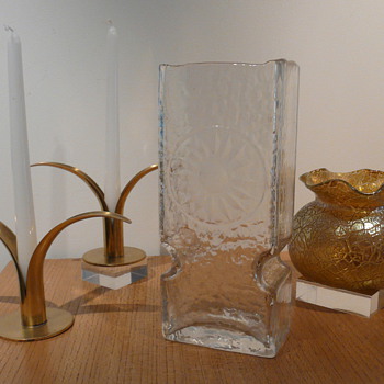 TEXTURED CLEAR VASE ENGRAVED MYSTERY? - Art Glass