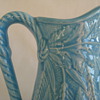 Beautiful turquoise pitcher/vase with wheat, fern and rope detail