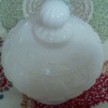 Mystery Milk Glass Powder Jar - Glassware