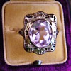 Antique Deco Pink Kunzite 2-Tone 14k Gold Ring Rare Buff Cut