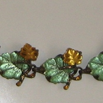 Pressed glass rhinestone on brass bracelet
